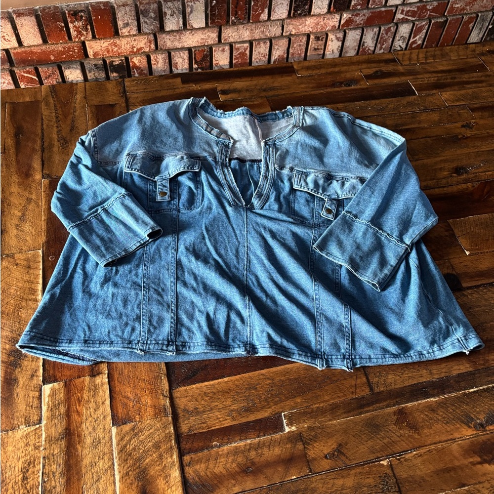 Zara Blue Denim Blouse